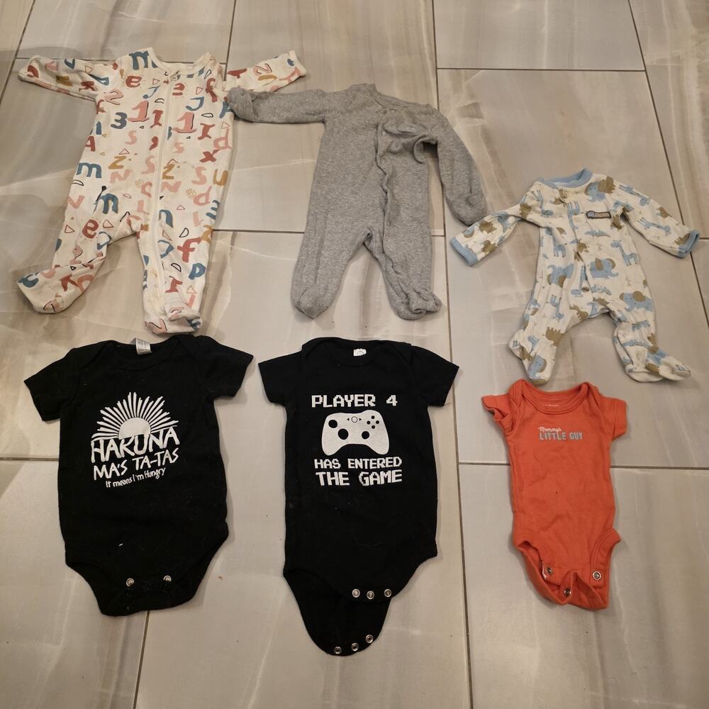 Preemie Boys‎ Bodysuits Sleepers Bundle Lit Of 6 Preemie Newborn Sizes